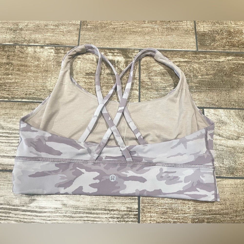 Lululemon ENERGY BRA LONG LINE RIB INCOGNITO CAMO ALPINE WHITE Women’s SZ 14 - Picture 4 of 4